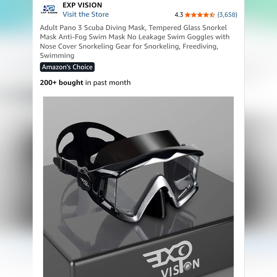 Exp Vision Black Snorkel Mask